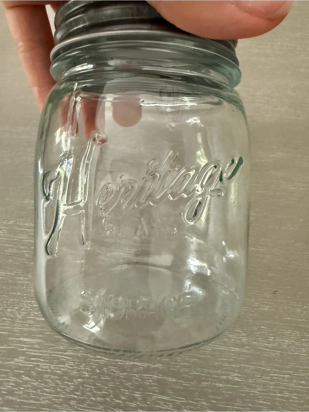 Heritage Clear Glass Storage Jars with grey Metal Lids - Set of 4
